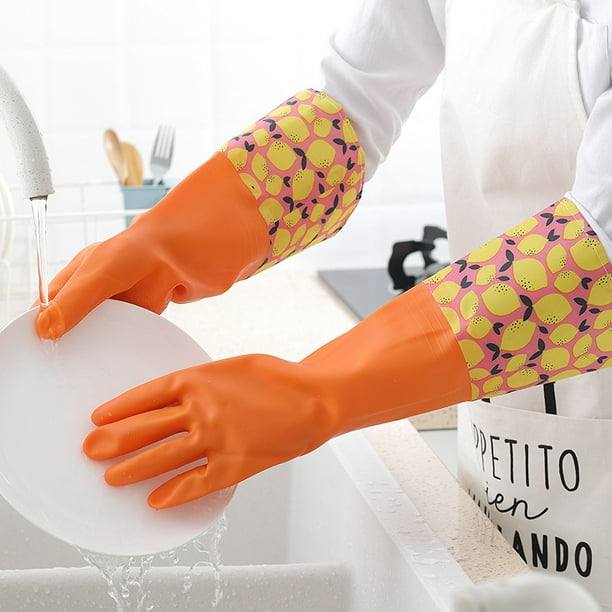Guantes para el hogar, resistentes al agua, de plástico, de cuero, para limpieza del hogar, de goma, antideslizantes, duraderos y gruesos, para lavar platos de cocina