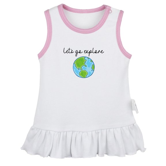 Let's Go Explore Funny Dresses For Baby, Newborn Babies Skirts, Infant Princess Dress, 0-24M Kids Graphic Clothes (White Sleeveless Dresses, 6-12 Months)