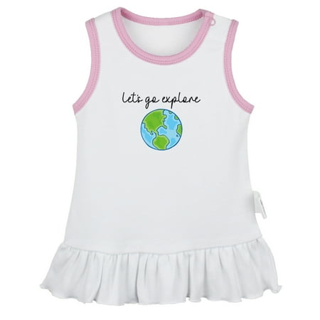 

Let s Go Explore Funny Dresses For Baby Newborn Babies Skirts Infant Princess Dress 0-24M Kids Graphic Clothes (White Sleeveless Dresses 0-6 Months)