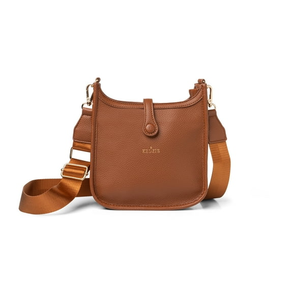 KEDZIE Bella Vegan Leather Crossbody Bag, Chestnut