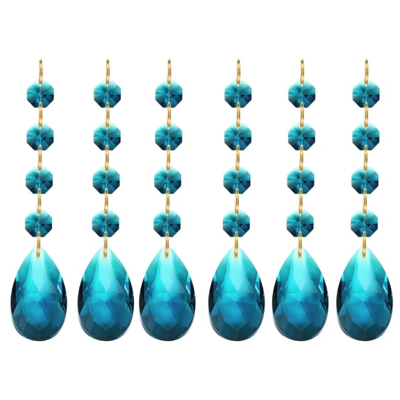 Uxcell Teardrop Crystal Chandelier Pendants Beads, 6 Pack 120mm Length 38mm Prisms Parts Beads Sky Blue