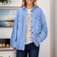 thumbnail image 2 of DHFJKG Womens Jackets Denim Jacket Distressed Ripped Solid Color Loose Fit Long Sleeve Button Down Casual Jean Coat Stylish Outerwear, 2 of 7
