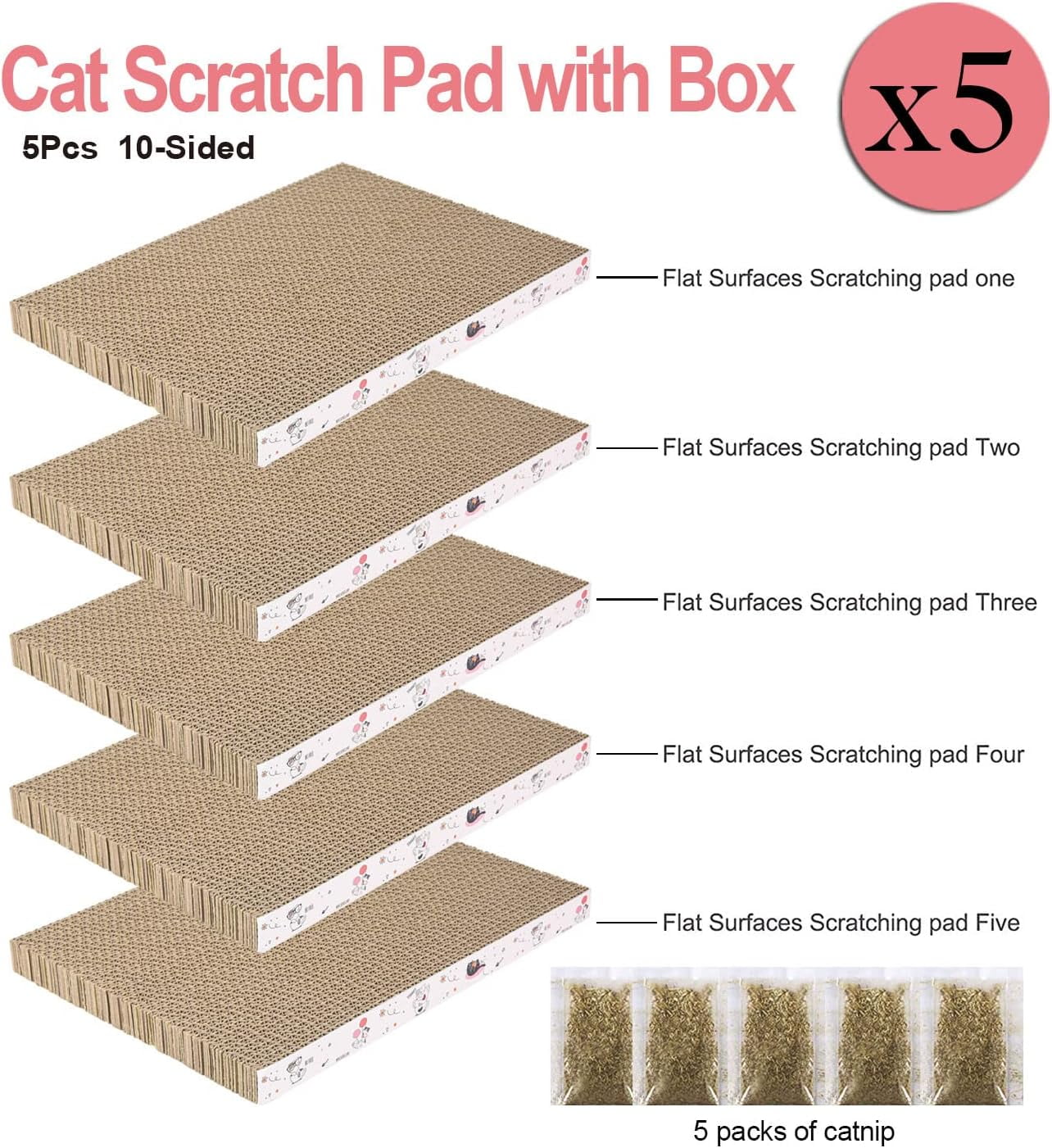 THBN 8 Packs in 1 Cat Scratch Pad, Cat Scratcher Cardboard,Reversible,Durable Recyclable Cardboard, Premium Scratch, Suitable for Cats to Rest, Grind Claws and Play