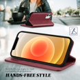 thumbnail image 4 of iPhone 12 Case, iPhone 12 Pro Wallet Case with Credit Card Holder Viewing Stand Function TPU Inner Shockproof Folio Flip Cover Case Compatible with iPhone 12/12 Pro 5G 6.1 inch - Wine Red, 4 of 8