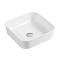 thumbnail image 3 of DAX Ceramic Square Bathroom Vessel Basin, 15", White Glossy, 3 of 4