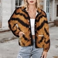 thumbnail image 3 of Jackets for Women Winter Coat Jackets Flannel Stand Collar Jacket(Tiger Stripes Beautiful Orange,Size:S-4XL), 3 of 7