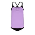 thumbnail image 6 of QIUOMBBP Tankini Swimsuits for Women Tummy Control Modest Bathing Suit 2 Piece Padded Tank Top with Swim Shorts Purple L, 6 of 6