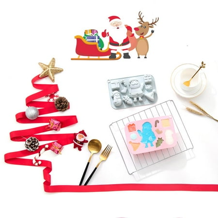 

ELENXS 9-grid DIY Chocolate Biscuit Silicone Mold Heat-resistant Biscuit Silicone Mold High Elasticity Baking Mold with Christmas Tree Santa Claus Shape for Kitchen Baking