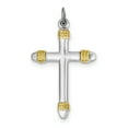 thumbnail image 1 of Sterling Silver Rhodium-Plated & 18K Gold-Plated Rope Cross Pendant (38 X 20) Made In United States qc5398, 1 of 2