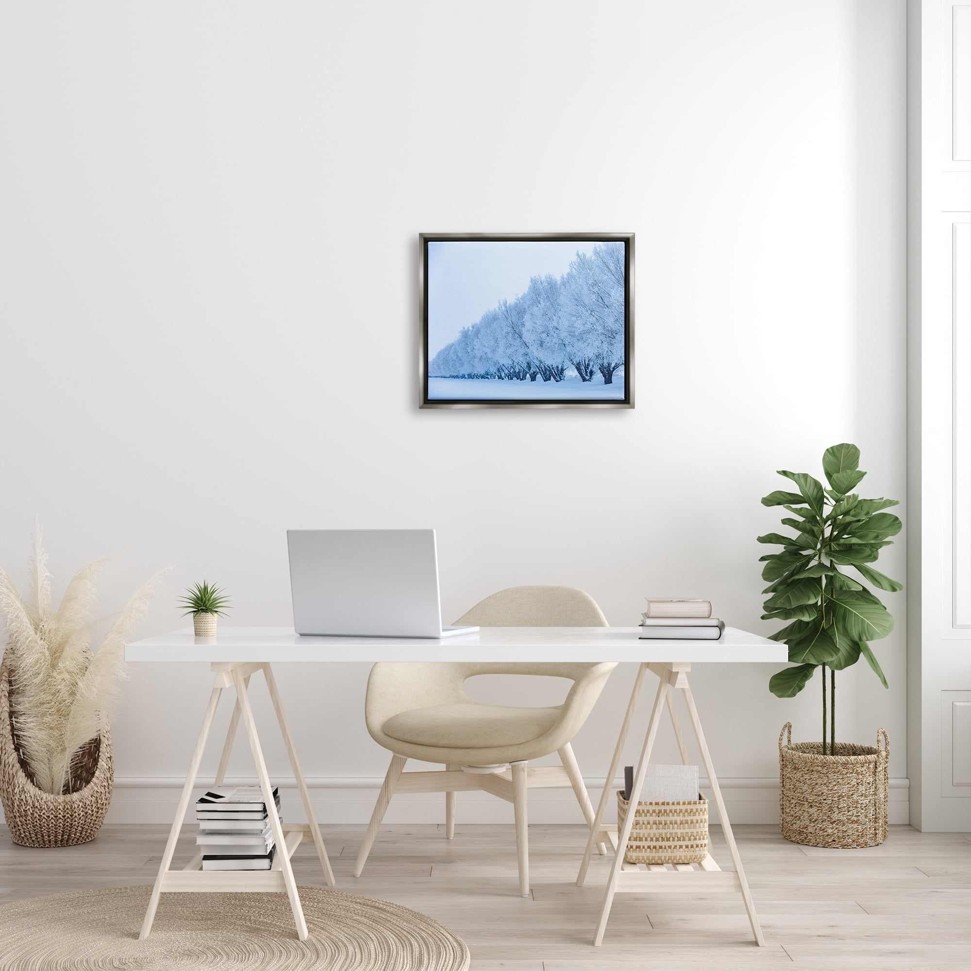 Stupell Industries Winter Tree Grove Snow Covered Branches Photography Photograph Luster Gray Floating Framed Canvas Print Wall Art, Design by Steve Smith