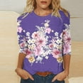 thumbnail image 4 of Blusas de Manga Corta para las Mujeres Pascua Impresa Suelta de Tres Cuartos de Manga Superior, Blusas para las Mujeres Casual, 4 of 4