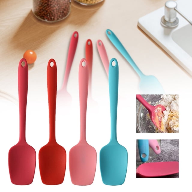 Heat Resistant Silicone Spoon Spatula, 600°F High Temp Flexible Cooking Spoons Kitchen Rubber Spoonula Scratch-Proof for Mixing Stirring Scraping Serving Non-Stick Cookware (4 Pcs) 1.77x8.26"