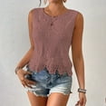 thumbnail image 2 of ClodeEU Women's Floral Lace Blouse ,Crew Neck Sleeveless Summer Tank Tops Pink,Womens Plus M, 2 of 7