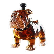 ACDANC 300ml Bulldog Shape Whiskey Bottle Large Capacity Glass Decanter Red Wine Decanter Home Bar Whiskey Accessory