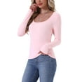 thumbnail image 4 of INSPIRE CHIC Womens Thermal Shirts Base Layer Long Sleeve Underwear Fall Winter Pajama Tops Basic Shirt L Pink, 4 of 6