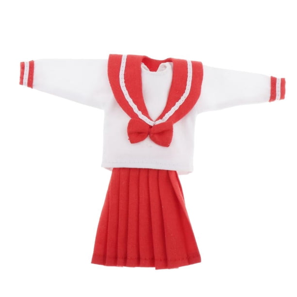Uniforme escolar de muñeca de 12 pulgadas Trajes de disfraz de de hechos 1:6 para juguete de de acción de , Rojo Magideal Uniforme escolar de muñeca de 12 pulgadas