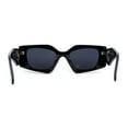 thumbnail image 2 of Womens Mod Narrow Rectangle Geometric Angular Sunglasses All Black, 2 of 4