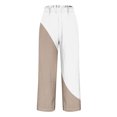 thumbnail image 4 of Npasoilc Linen Pants for Women High Elastic Waist Trousers Lightweight Thin Breathable Trousers Color Block Causal Loose Straight Leg Pants, 4 of 5