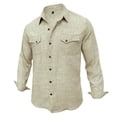 thumbnail image 5 of Yaoyar Men's Pure Color Double Pocket Cotton Linen Long Sleeve Lapel Shirt Casual Dailywear Cargo Shirts, 5 of 7