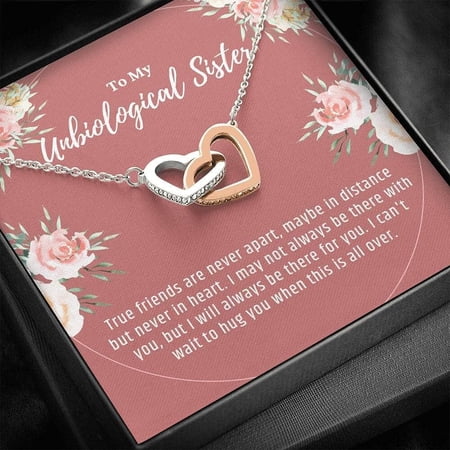 Soul Sisters Necklace: BFF Necklace, Best Friend Gift Jewelry, Long Distance Quotes, Friends Forever, Interlocking Hearts, Bonus Sister Giftr, Anniversary Gift, Necklace Jewelry With Message Card,Box