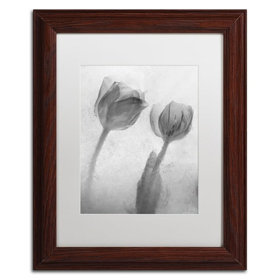 Moises Levy 'Flowers on Ice-1' Matted Framed Art