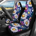 thumbnail image 2 of Pzuqiu Fashion Daisy Car Seat Cover Full Set Fashion Car Seat Cushion Car Interior Accessories Car Seat Protector for Comfortable Driving Auto Decor Universal Most Cars Sedans Trucks, White, 2 of 7