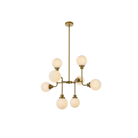 Hanson 8 lights pendant in brass with frosted shade