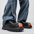 thumbnail image 6 of Men's Orange Green Color Block Platform Casual Shoes, Thick Sole Lace Up Fashion Sneakers, Non-Slip Work Shoes for Daily Wear, 6 of 9