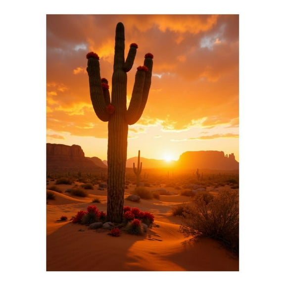 Diamond Art Kit for Adults, Sunset Desert Cactus Scene Diamond Painting for Adults Beginners, DIY Diamond Art Painting Kits, 5D Diamond Painting Crafts for Home Decor 12x16 Frameless