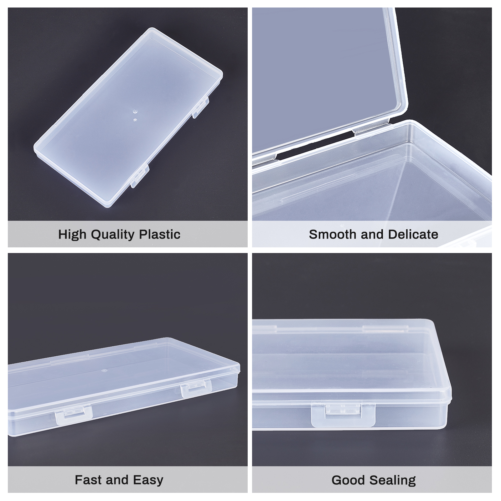 BENECREAT 6 Pack Clear Plastic Box Clear Storage Case Collection