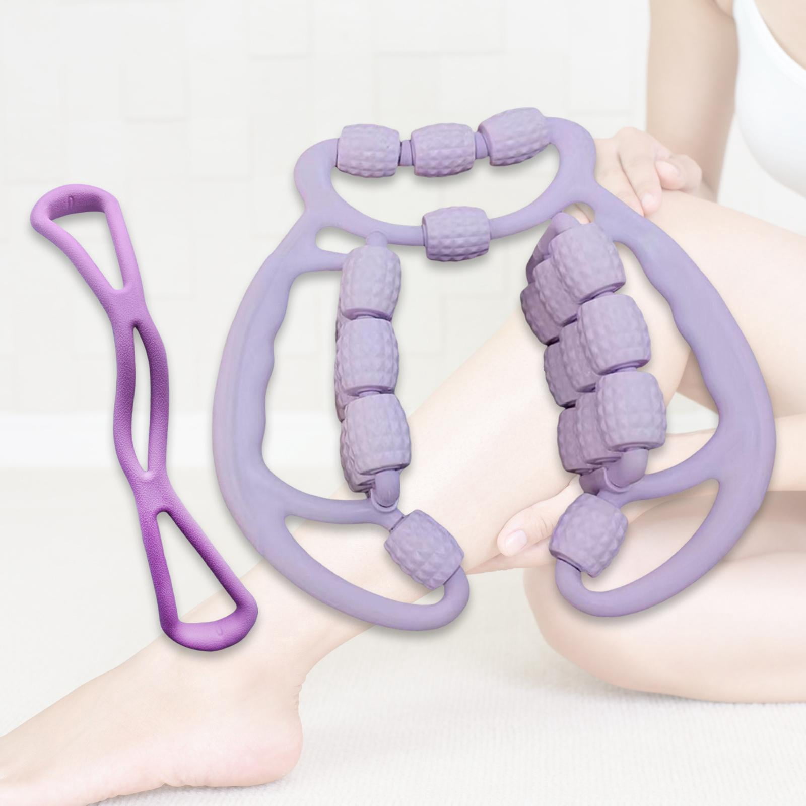 funtasica 24 Wheels Relax Roller Sturdy Circular Leg Clamps Muscle Relaxer Leg Roller Massage Tool for Fitness Exercise Shoulder Purple