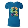 thumbnail image 2 of Colorful Horse Head Animal Lover Womens Slim Fit Junior Tee, Turquoise, Small, 2 of 3