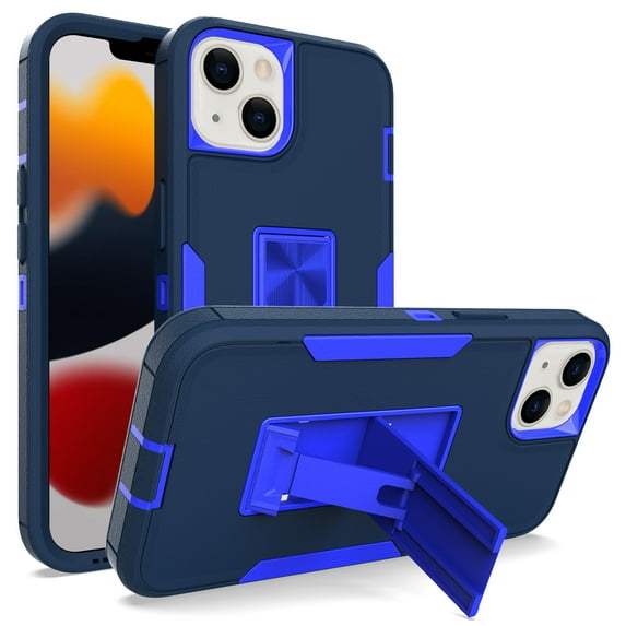 Allytech Compatible for iPhone 13 Case 2021 6.1 inch, Military Grade Anti-Drop Protection Shock Absorption Built-in Kickstand Work with Magnetic Car Mount Holder Case for iPhone 13, Darkblue+Sapphire