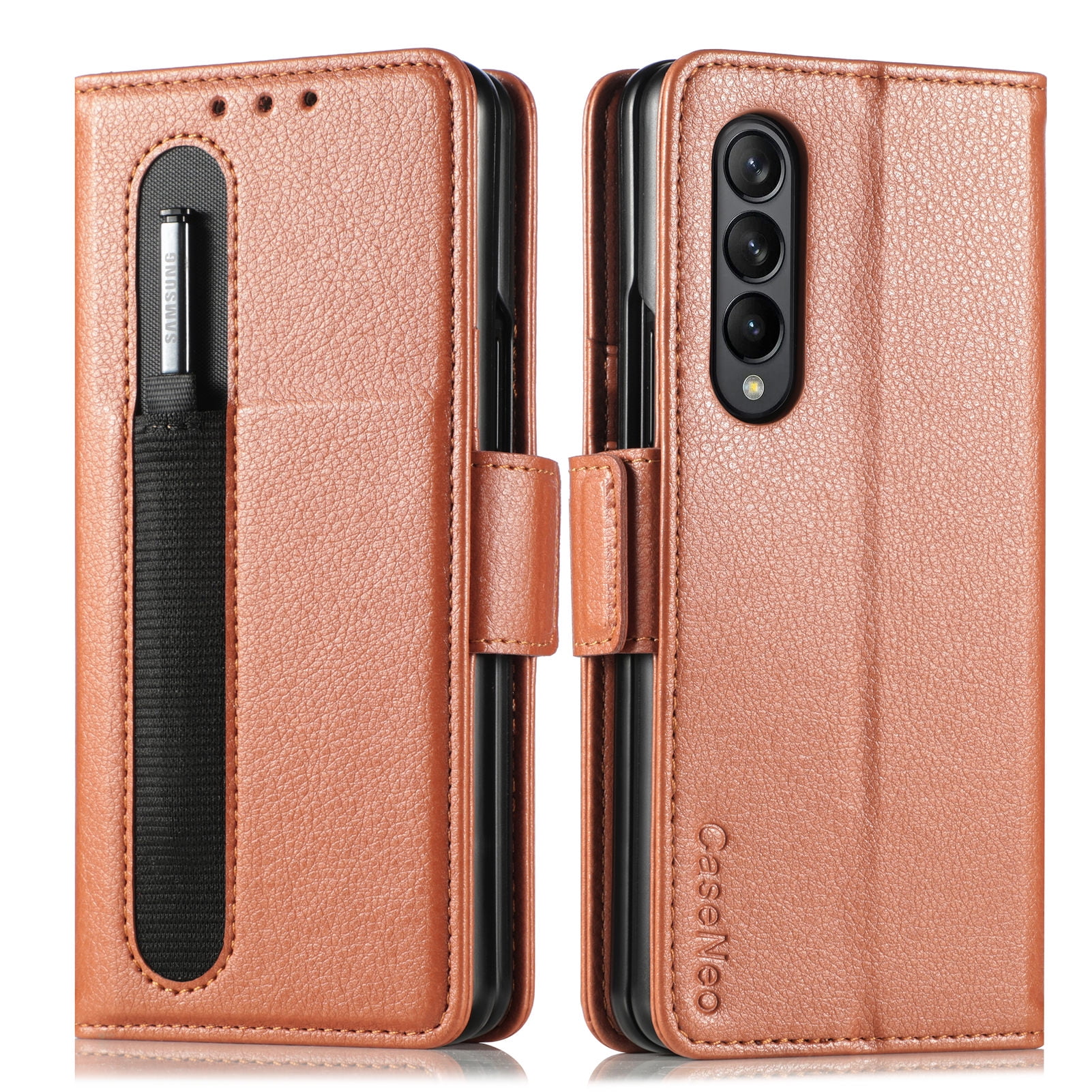 ASAPDOS Samsung Galaxy Z Fold 4 Wallet Case with S Pen Holder,PU Leather  Zipper Folio Screen Protector Flip Case with Magnetic Closure[S-Pen Fully