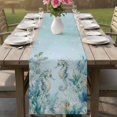 thumbnail image 4 of Coastal Seahorse Table Runner 72 Inches, Summer Green Eucalyptus Leaves Coral Bed Runner Dresser Scarves Tabletop for Indoor Outdoor Parties/Ceremony/Banquet, 16" x 72", 4 of 9