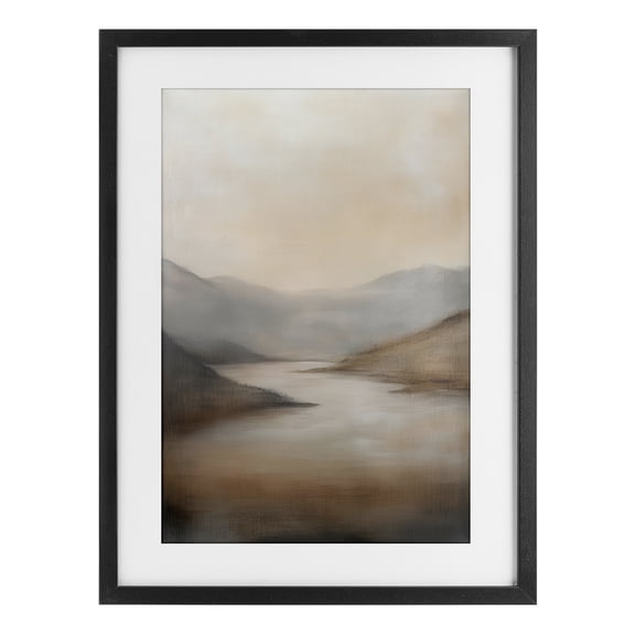 Stupell Industries Transitional Formed by Mountains Landscape Black Framed Print Under Glass, 14 x 20, by Petals Prints Design