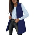 thumbnail image 2 of Htigea Women's Long Vest Puffer Sleeveless Jackets Lightweight Zip Up Collared Coats Fall Winter Casual Outerwear with Pocket Navy XXL, 2 of 9