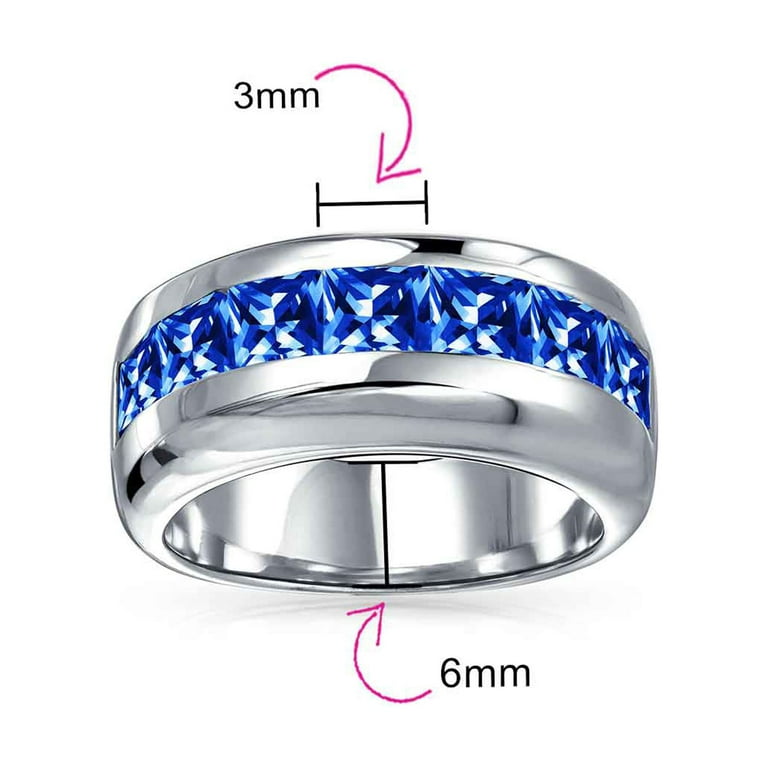 His & Hers Stainless Steel 3 Piece Cz Wedding Ring Set and Eternity Wedding  Band Women's Size 05 Men's 06mm Size 11 
