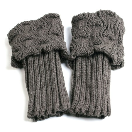 

AOKID Cuffs Socks Dark Gray 1 Pair Winter Women Cuffed Crochet Boot Cuffs Socks Knit Toppers Elastic Leg Warmers