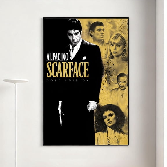 Scarface Gold Edition Movie Poster, Al Pacino Crime Film Collage Wall Art, Size 24x36 Unframed Poster