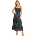 thumbnail image 5 of Sakkas Adela Women's Tie Dye Embroidered Adjustable Spaghetti Straps Long Dress - Teal - L/XL, 5 of 5