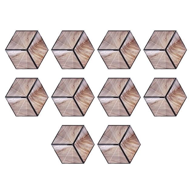 Hexagonal Imitation Wood Grain Ceramic Tile Stickers Waterproof Non-Slip Floor Sticker Decoration
