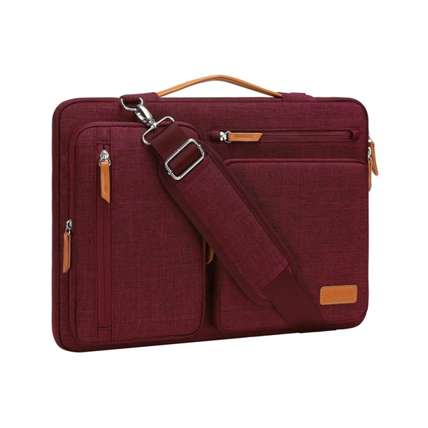 Bolsa de hombro para portátil MOSISO 360 Protective de 15 a 15,6 pulgadas, color rojo vino