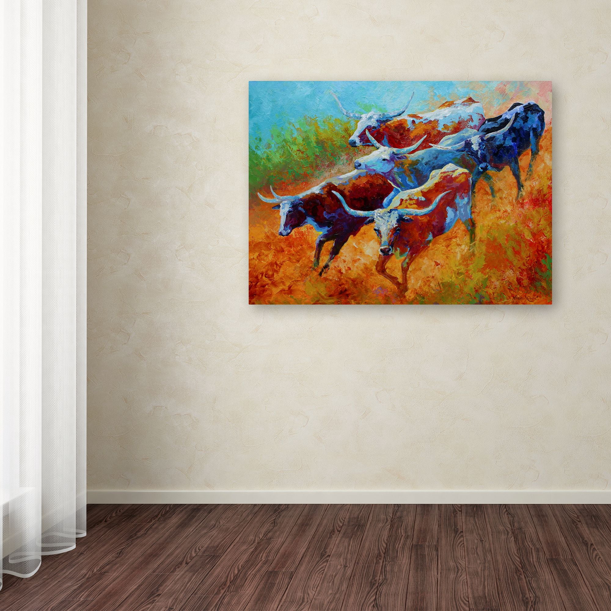 Trademark Fine Art 'Longhorns II' Canvas Art by Marion Rose