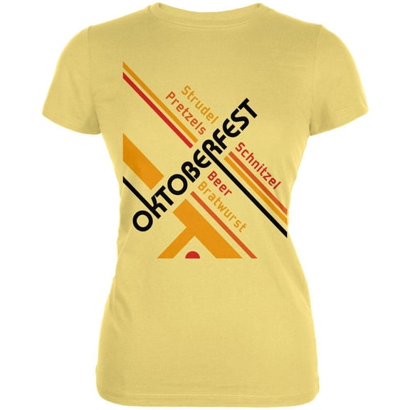 Oktoberfest Retro Vintage Poster Lines Juniors Soft T Shirt Yellow MD