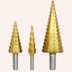 thumbnail image 5 of Brocas escalonadas de 3 piezas para perforar paneles aislantes, madera y chapa metálica. Mango triangular, 5 of 9