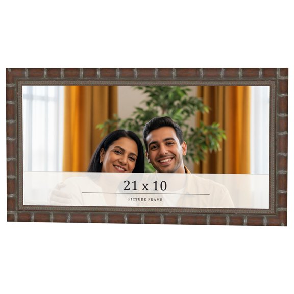 21x10 Dark Brown Bamboo Real Wood Picture Frame Width 1.5 inches | Interior Frame Depth 0.5 inches