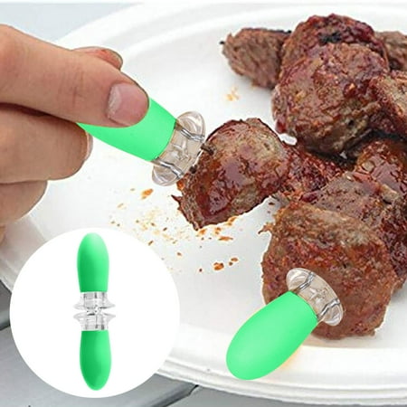 

2PC Stainless Steel Corn Cob Holder Skewers Silicone Handle BBQ Twin Prong Sweetcorn Fork 2PC Gadgets Set Baking Supplies Sheet