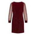 thumbnail image 5 of Aueoeo Women's Sequin Dresses Glitzy V Neck Long Sleeve Dress Fashion Above Knee Glitters Mini Dresses, 5 of 6