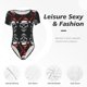 thumbnail image 4 of Fotbe Skull santa hat Body de Mujer con Cuello Redondo y Mangas Cortas, Sin Mangas Ajustado, Suave, Cómodo y Básico-XX-Large, 4 of 7